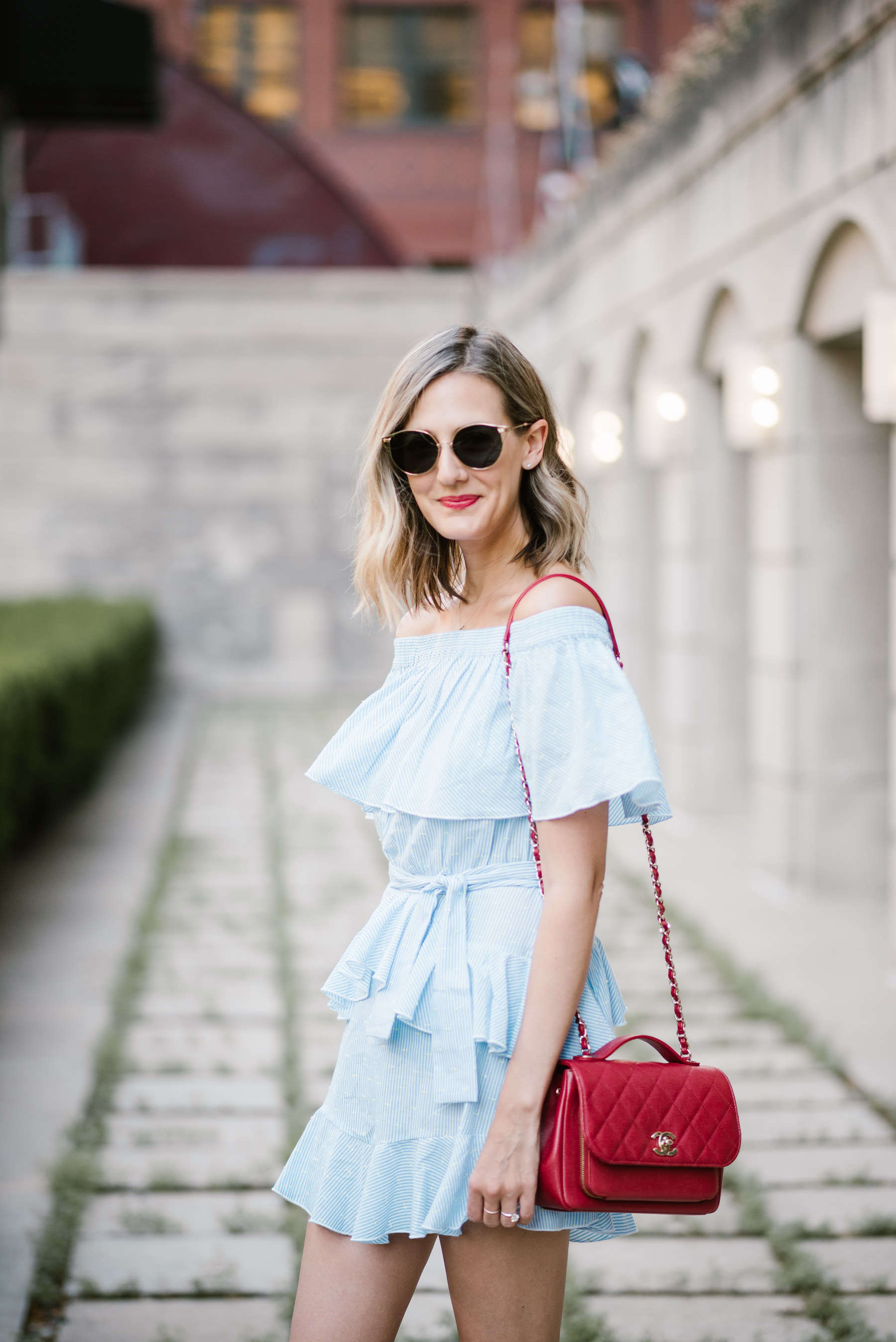 topshop off the shoulder dress sonix sunglasses