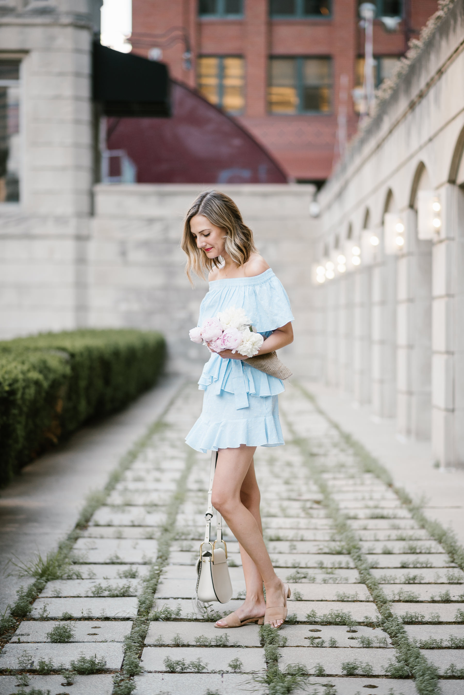 off the shoulder ruffle mini dress topshop chloe hudson