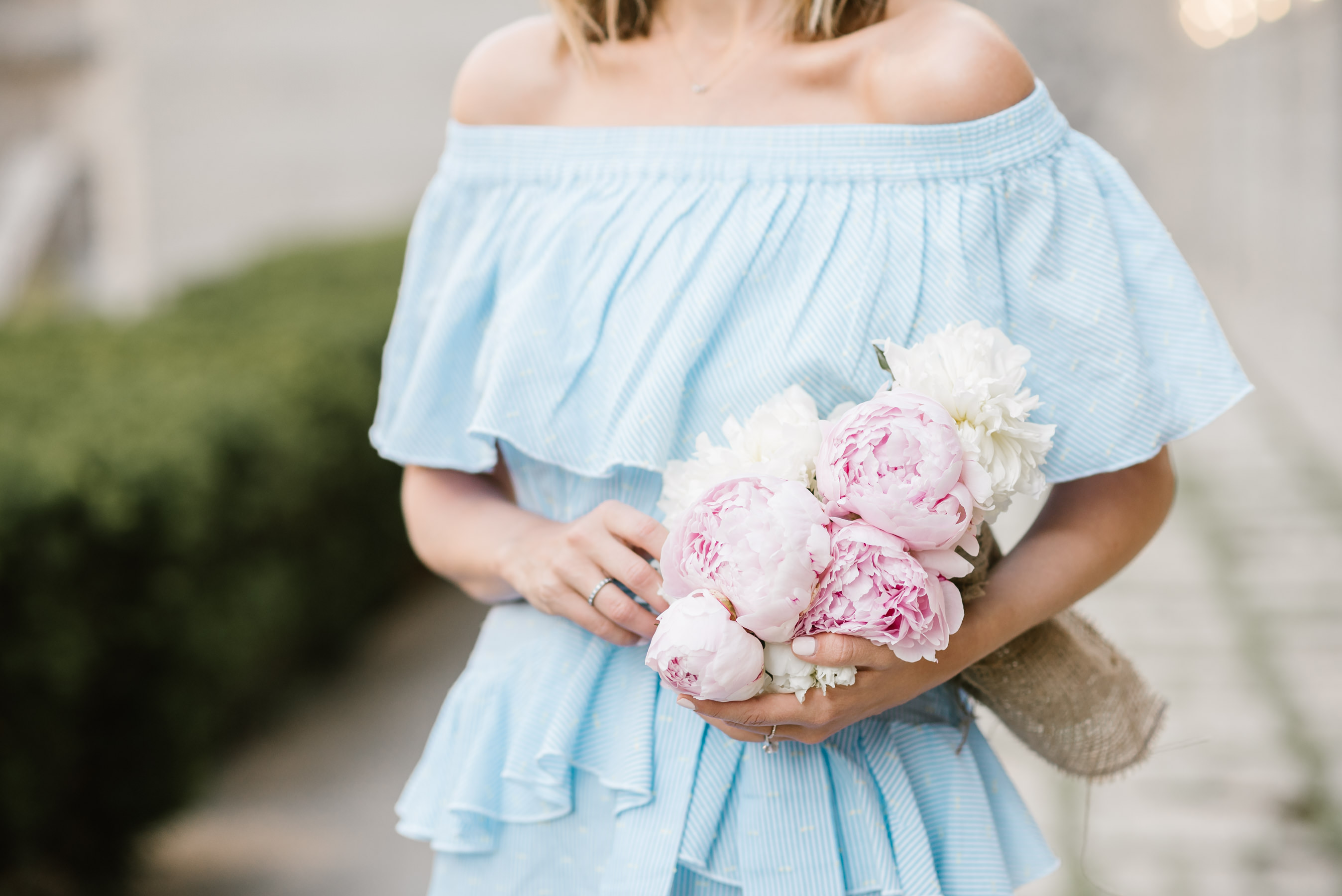 topshop off the shoulder ruffle mini dress peonies