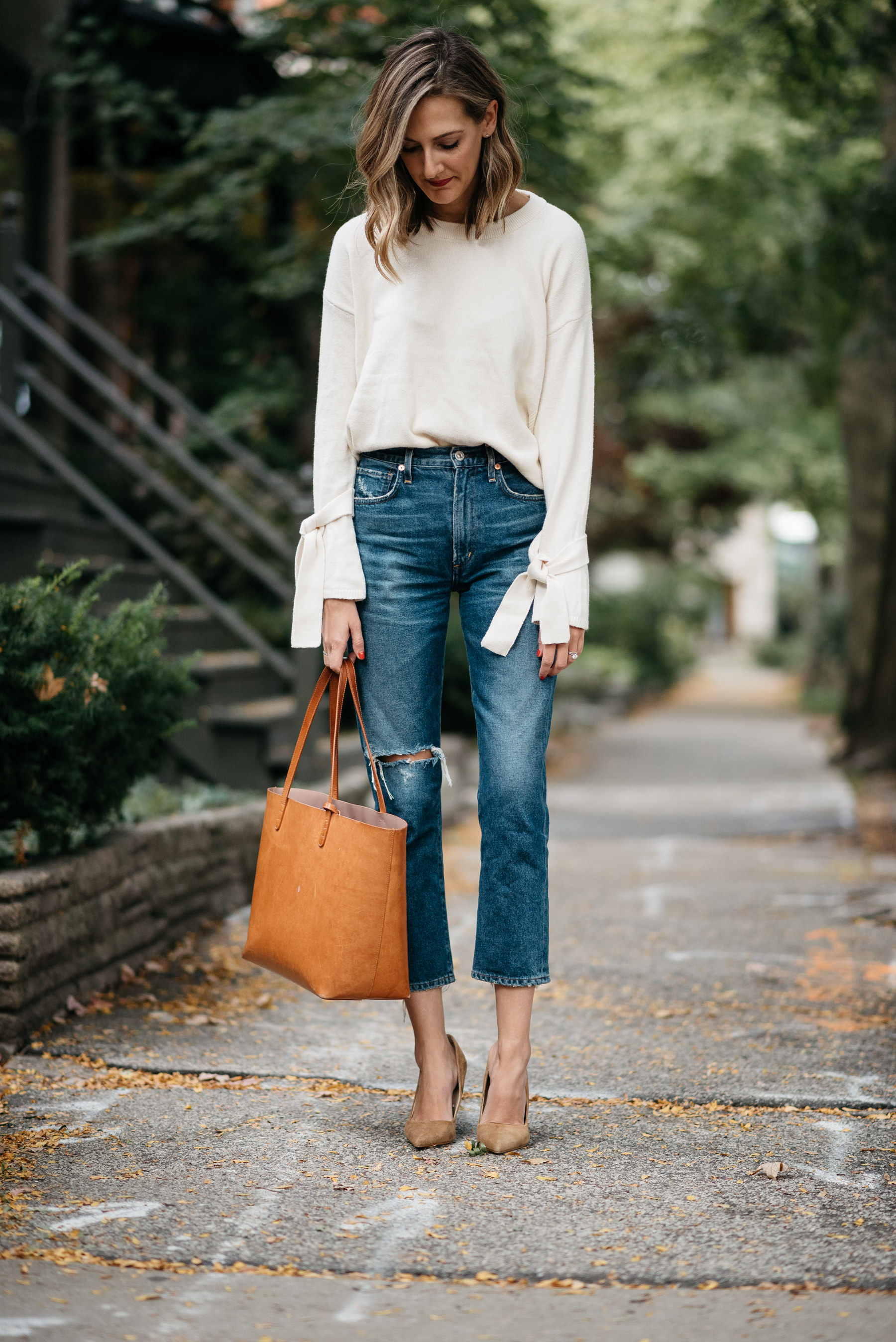 madewell tie sleeve sweater fall outfit madewell tie sleeve sweater fall outfit