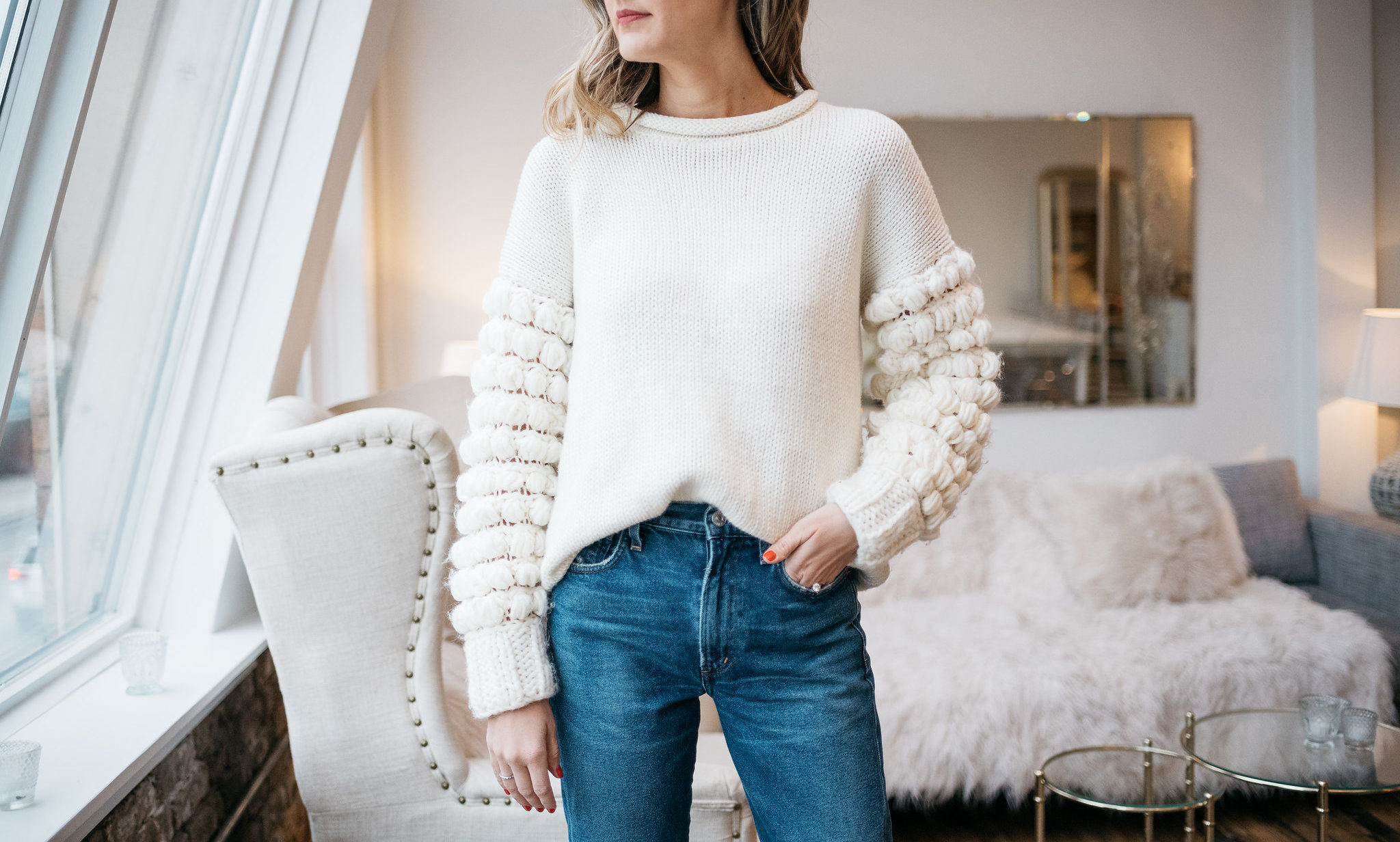 statement sleeve bobble sleeve topshop sweater