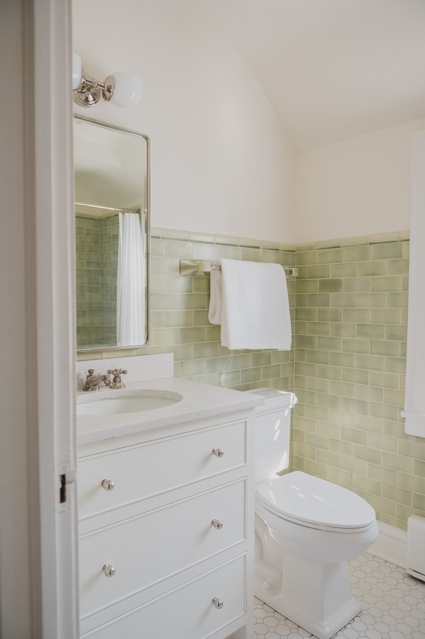 Green Bathroom Before and After Green Bathroom Before and After