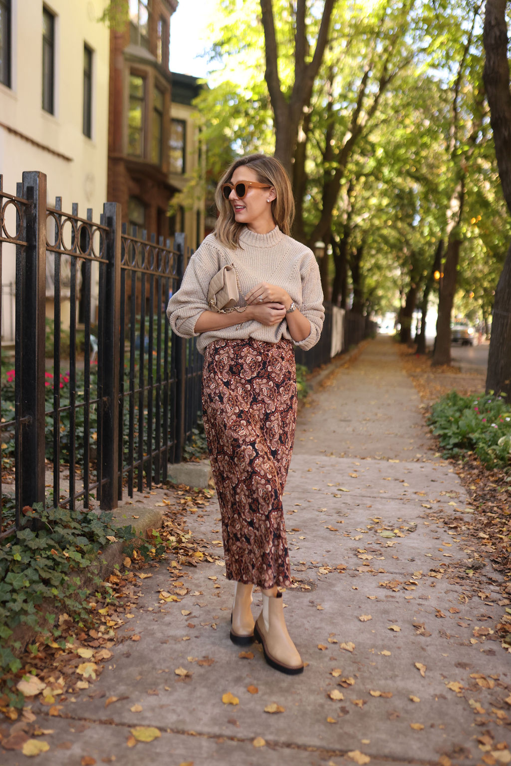woman wearing sweater and skirt for Style Q&A