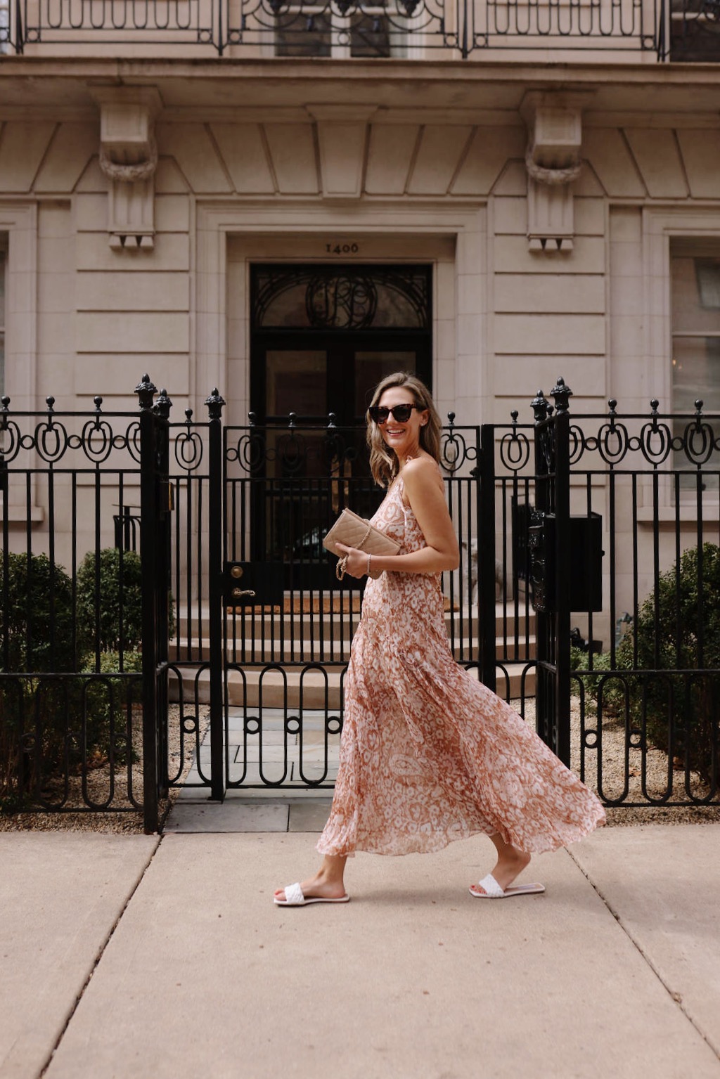 woman in brown floral dress from Spring Break Style woman in brown floral dress from Spring Break Style