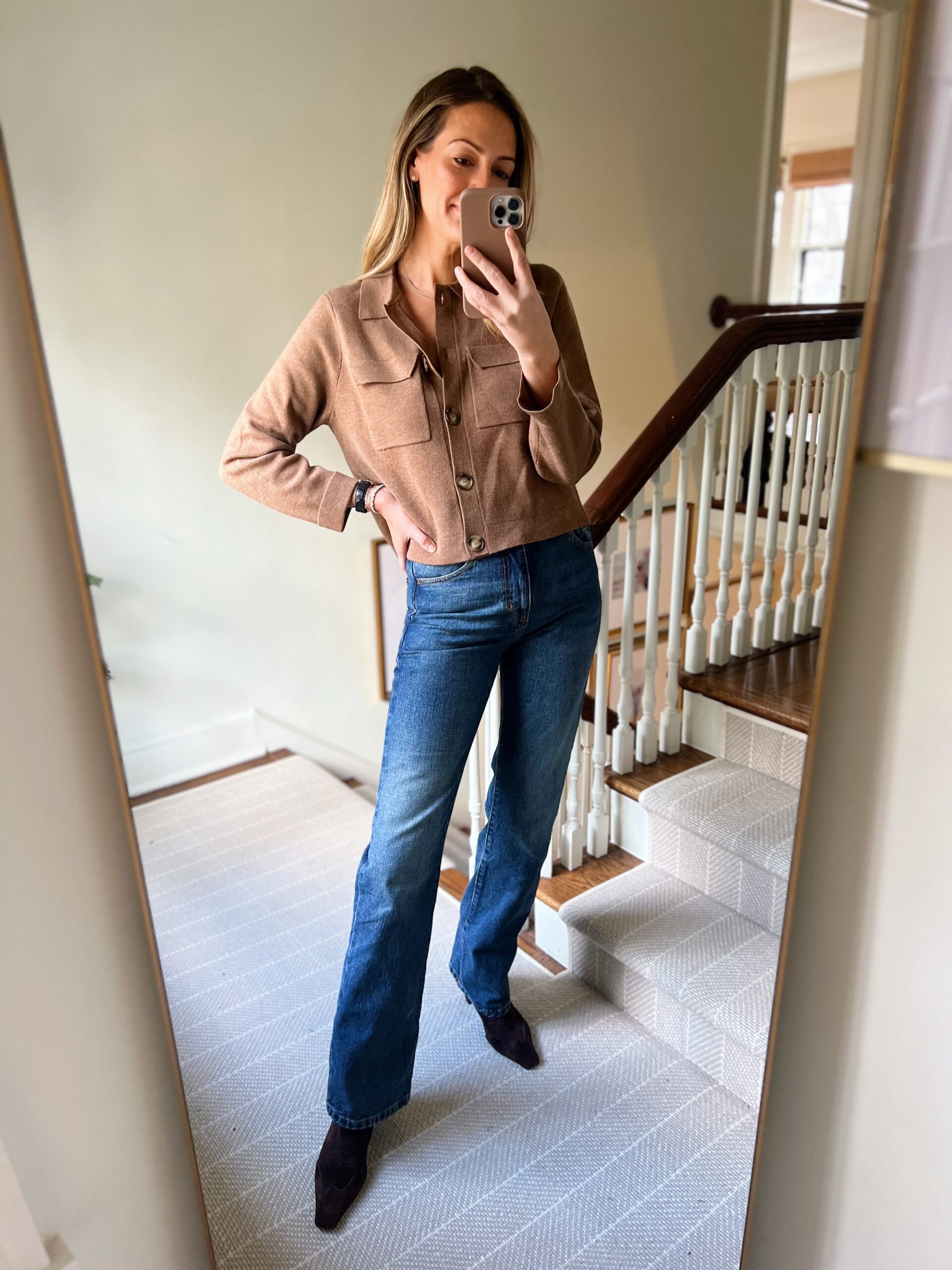 woman wearing January Refresh with Sézane brown sweater and pants woman wearing January Refresh with Sézane brown sweater and pants